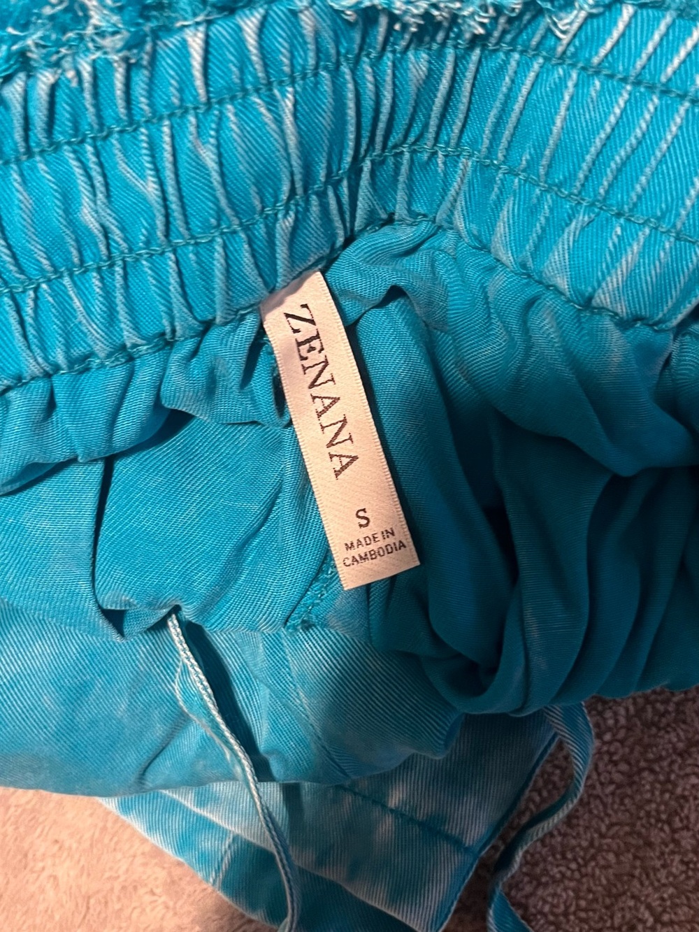 ZENANA Turquoise Blue Smocked Waist flowy pants - S